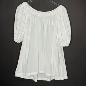 Wilt XS White Tunic Top Blouse Off Shoulder Elastic Neckline Resort Travel